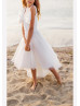 White Organza Big Bow High Low Flower Girl Dress